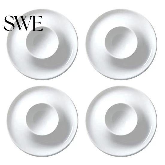 Square Egg Cups 4/6Pcs White Food Grade BPA Free High Sturdy Base Holders Durability Compact Size Portable Boiled Set