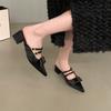 Summer Pointed Toe Women Muels Slippers Fashion Butterfly-knot Thick Heels Party Dress Shoes Buty Designer Sandals for Women