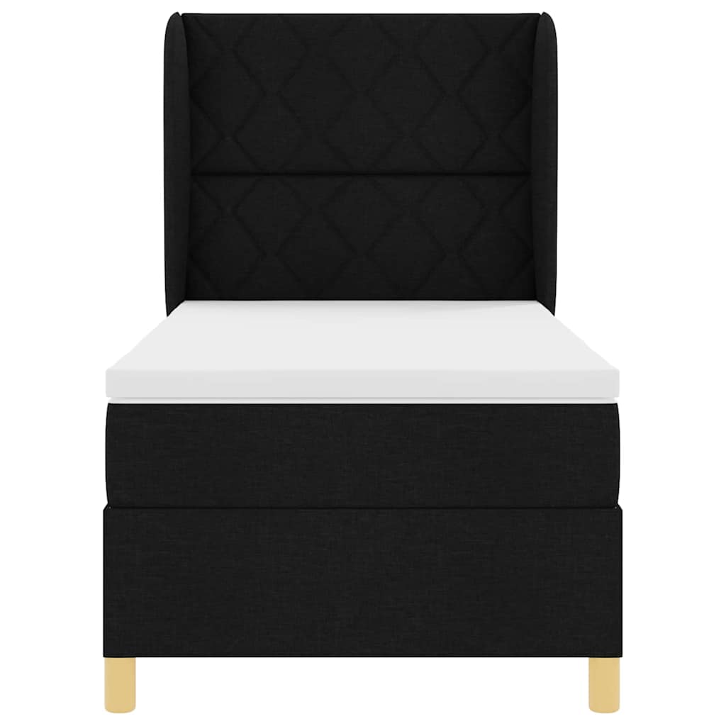 Box Spring Bed with Headboard Black 200 X 90 Cm Fabric