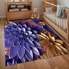 Non-Slip Carpet 3D Metallic Purple Gold Flower Rug Washable Carpets for Living Room Bedroom Durable Rugs Home Washroom Floor Mat