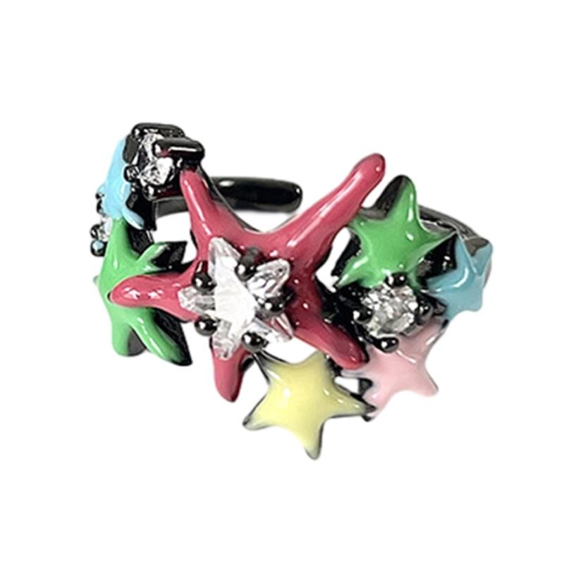 

Five-Pointed Star Rings Crystal Micro-Inlaid Zircon Fashion Rings Girls Travel Accessories Christmas Anniversary Gift 1