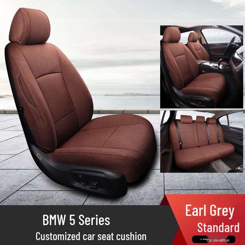 BMW 5 Series Universal Linen Car Seat Cushion - Full Coverage for New Models, 5-Seater Four Seasons Set.