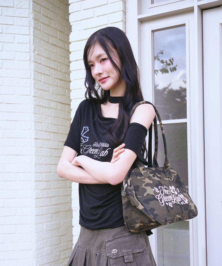The Green Lab Camo Floral Square Shoulder Bag [Camo Khaki]