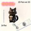 2D Flat Acrylic Black Cat Coffee Cup Retractable Badge Reel, Solid PMMA Clip On ID Holder For Nurse Doctor Medical Student And Office Workplace Staff