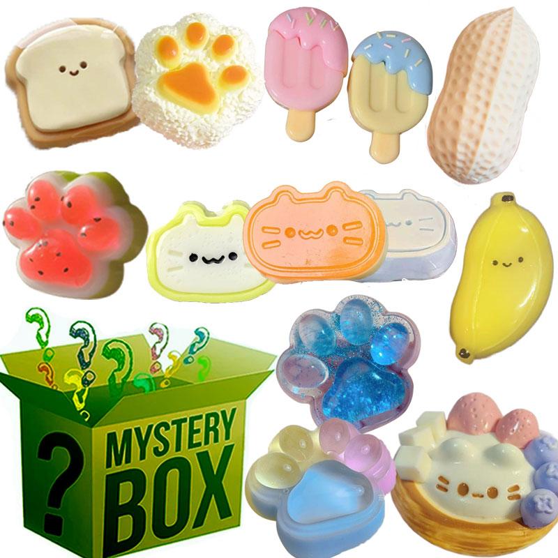 Mochi Toys Giocattolo Fidget Misterioso, Zampa di Gatto Kawaii, Cibo Similato, Giocattolo Antistress Piede Morbido, Giocattolo da Spremere, Morbido, Antistress