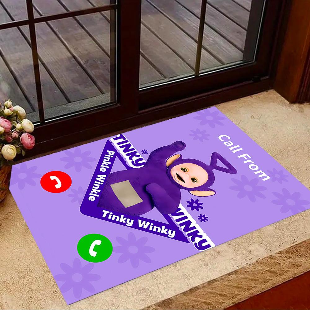 Teletubbies Scooter Adventure Themed Anti-Slip Rugs - Polyester Home Decor, Suitable for Bedrooms, Living Rooms, Doorways, Studios, and Decorations
