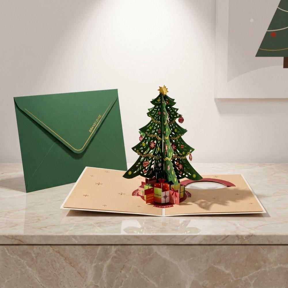 Colorful Christmas Greeting Card DIY Xmas Invitation Card 3D Christmas Tree Card  New Year