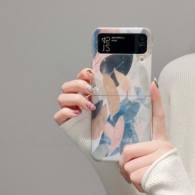 Blatt Cartoon Hülle für Samsung Galaxy Z Flip3 Flip4 Flip 3 4 5g Niedliche Paar Handyhülle Rückseite Ins Schutzhülle Capa