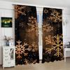 Set Of 2 Christmas Tree Snowflake Pattern Printed Curtains Decorations Home Room Curtain Polyester