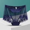 Plus Size Lady Summer Sexy Lace Hollow Out Perspective High Waist Triangle Briefs