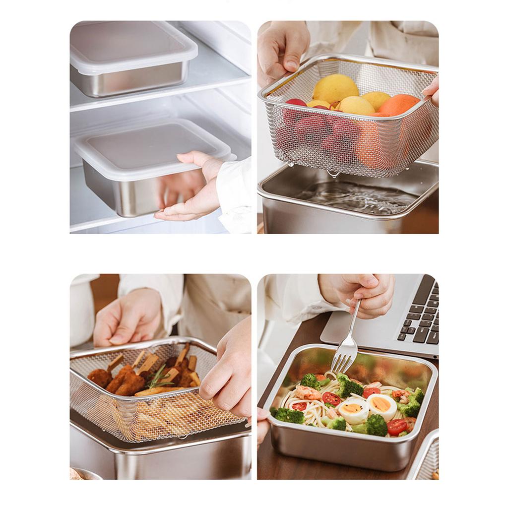 Sturdy Stainless Steel Meal Preps Container With Drainage Function for Efficient Kitchen Food Storage Solution