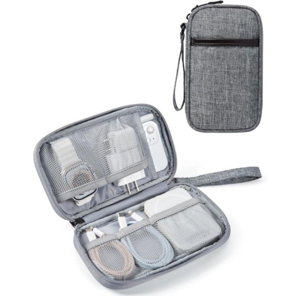 Portable Fabric Travel Cable Bag Zipper Waterproof Digital Storage Pouch Data Cable Storage Bag Mobile Phone