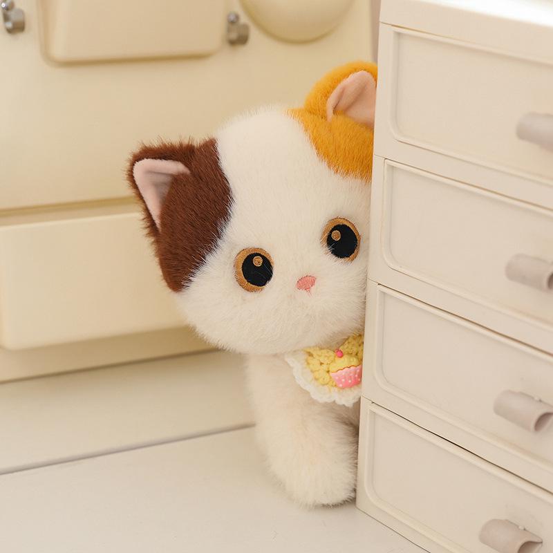 Soft Plush Calico Siamese & Black Cat Dolls - Cute Desktop Companions & Perfect Birthday Gifts for Girls