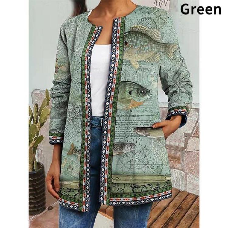 Vintage Floral Print Ethnic Style Jacket Plus Size Tribal Pattern Cardigan Ribbon Webbing Outwear Women Fashion