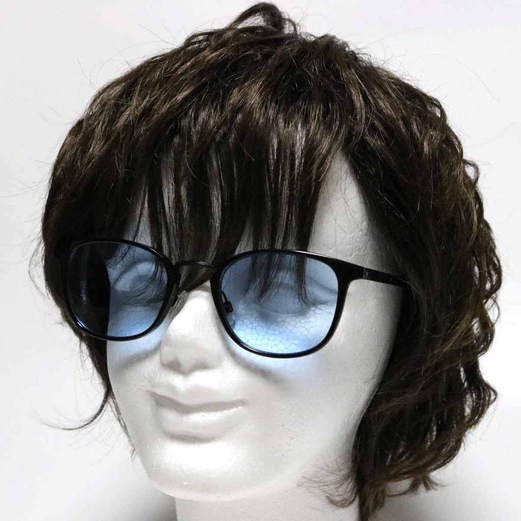 [Bliss Leather] BlackBlack x Light Blue Sunglasses, Fashion Glasses, Wellington Style, Full Rim, Men's & Women's, Non-Prescription, Colored,