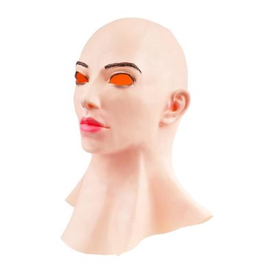 Realistic Female Latex Head Cover Cosplay Drag Queen Halloween Fancy Dress Headgear