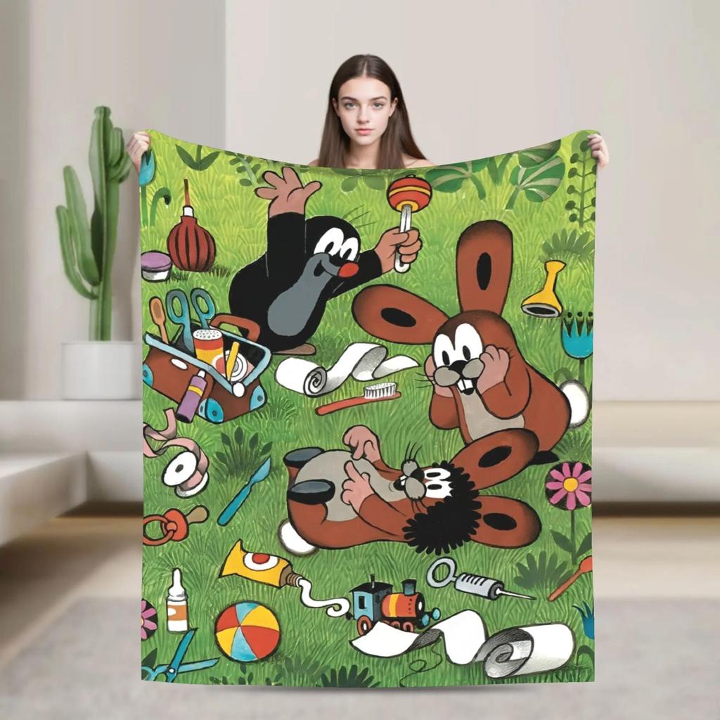 The Little Mole Super Warm Plush Throw Blanket for Sofa Bed Living Room Soft Flannel Picnic Blanket
