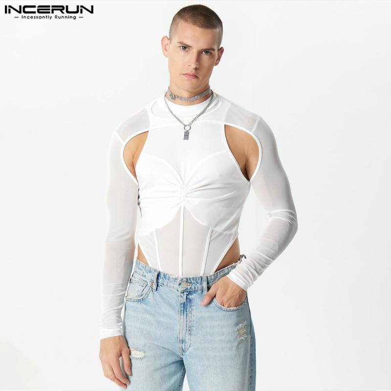 

INCERUN мужские сексуальные открытые комбинезоны Slim Fit кружевные боди