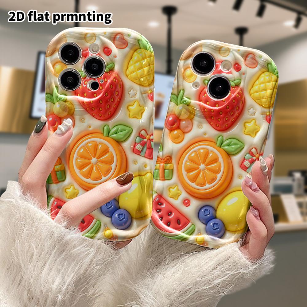 Phone Case: 2D flat design, suitable for iPhone 18, 17, 16, 15, 14, 13 Pro protective cases, Christmas fruit platter, perfect Christmas and Halloween