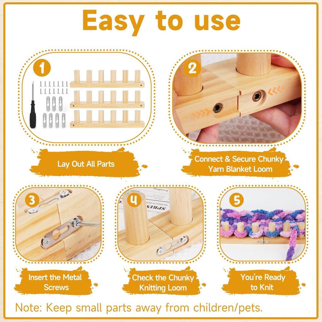 Wooden Handmade Knitting Tools: Square Single-Head Yarn Short Needles for DIY Weaving, Towels, and Tapestry.
