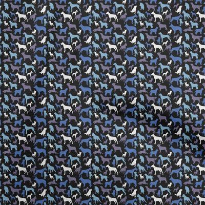 Georgette Viscose Blue Fabric Floral & Puppies Fabric For Sewing Printed Craft Fabric By The Yard 42 Inch