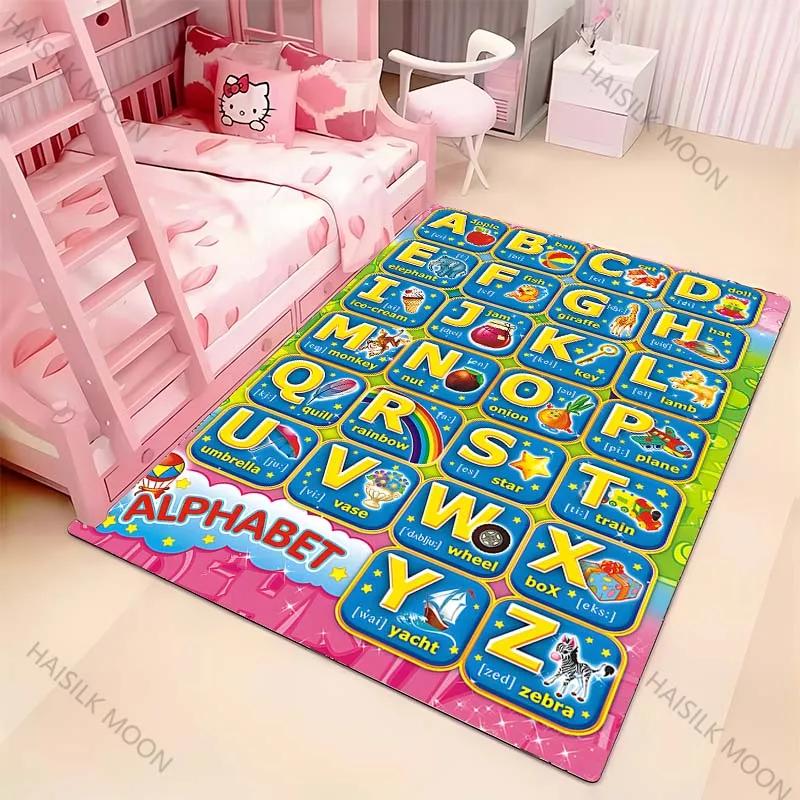 Tapete 3D ABC para Quarto de Crianças, Tapetes Infantis ABC para Chão, Tapete de Brincar com Alfabeto Tapetes Infantis Elementares Pré-escolares com Ilustrações de Animais