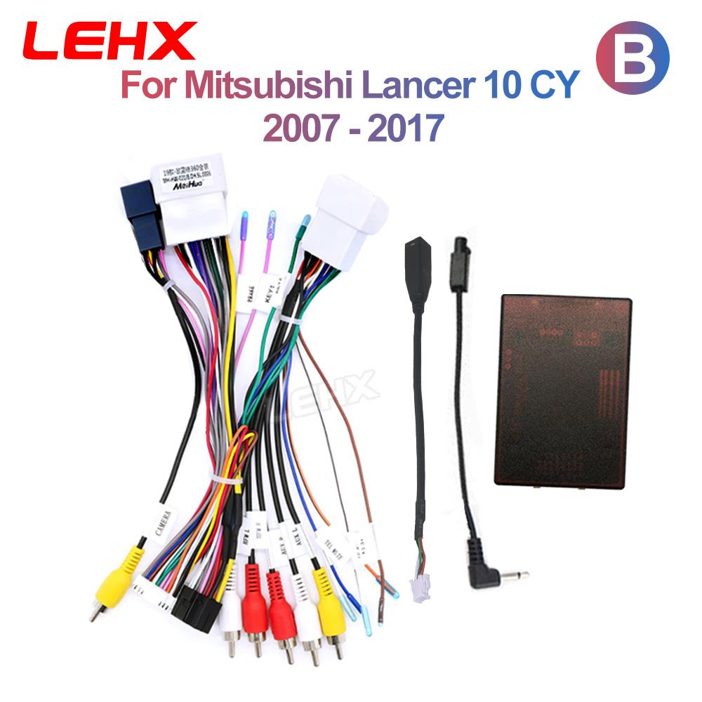 LEHX Car Adaptation 16-pin Android Wire Harness Power Cable Adapter For Mitsubishi Lancer 10 CY 2007 - 2017 With Canbus