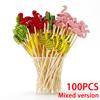 100Pcs Bamboo Disposable Forks Toothpick Decoration Cocktail Picks Fruit Forks Buffet Food Picks for Party Decor SGC003
