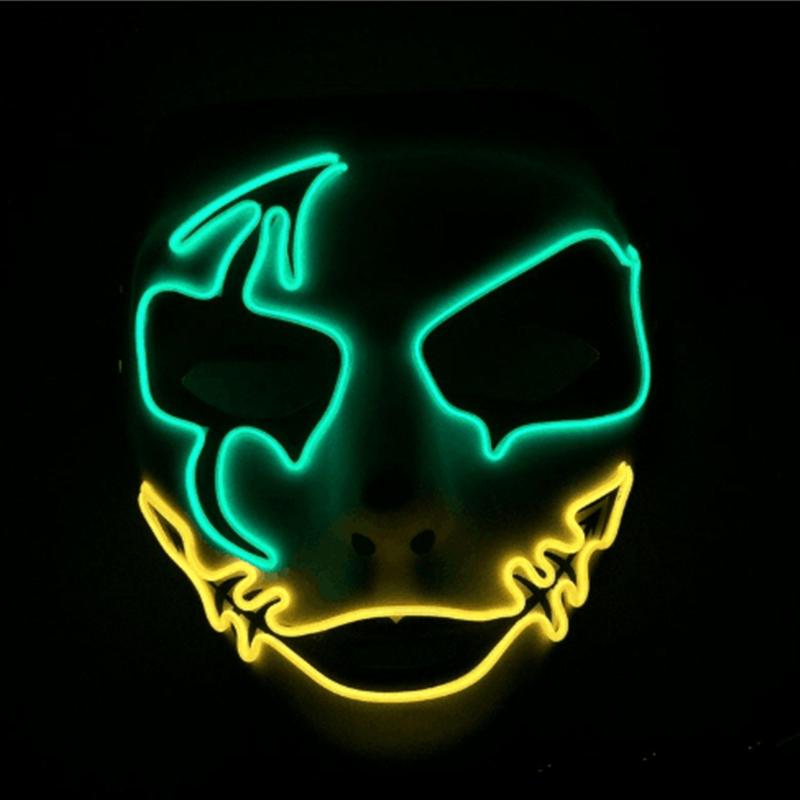 LED Ręcznie malowana Maska Halloween Karnawał Bal maskowy Cosplay Horror Akcesorium Męska Maska Dziwna Maska na twarz Świecąca Maska Disfraz