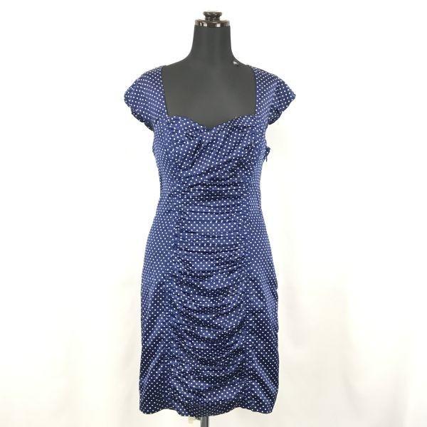 

GUESS / Tight Knee-Length Dress / With Cups [Women’s 10 / L / Blue / Polka Dot]