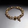 Sanskrit retro titanium steel men's and women's bracelets dice do not fade cross flower hip hop gold Cuban bracelet