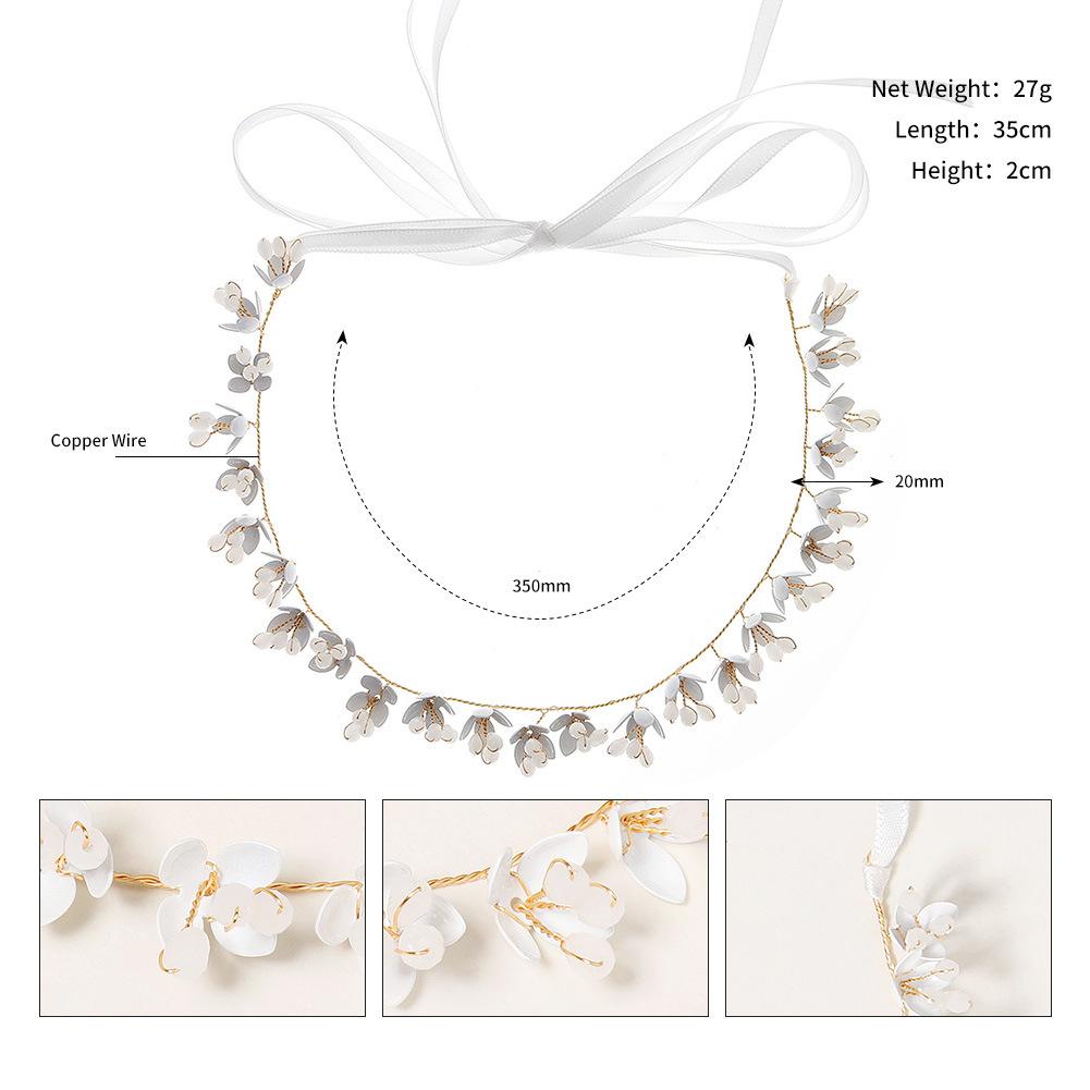 

Свадебные украшения белый цветок кристалл ободок модный выпускной головной убор металлический ободок ручной работы