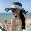 Bowknot Wide Brim Sun Hat Breathable Fisherman Sunshade Cap Fashion Lace Streamers Straw Hat  Girls