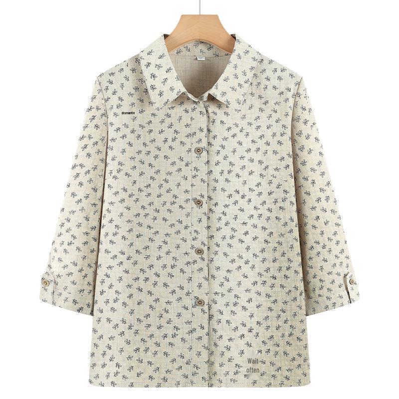 Nuovo Stile 2026 Camicia Estiva in Puro Cotone per Donne di Mezza Età e Anziane