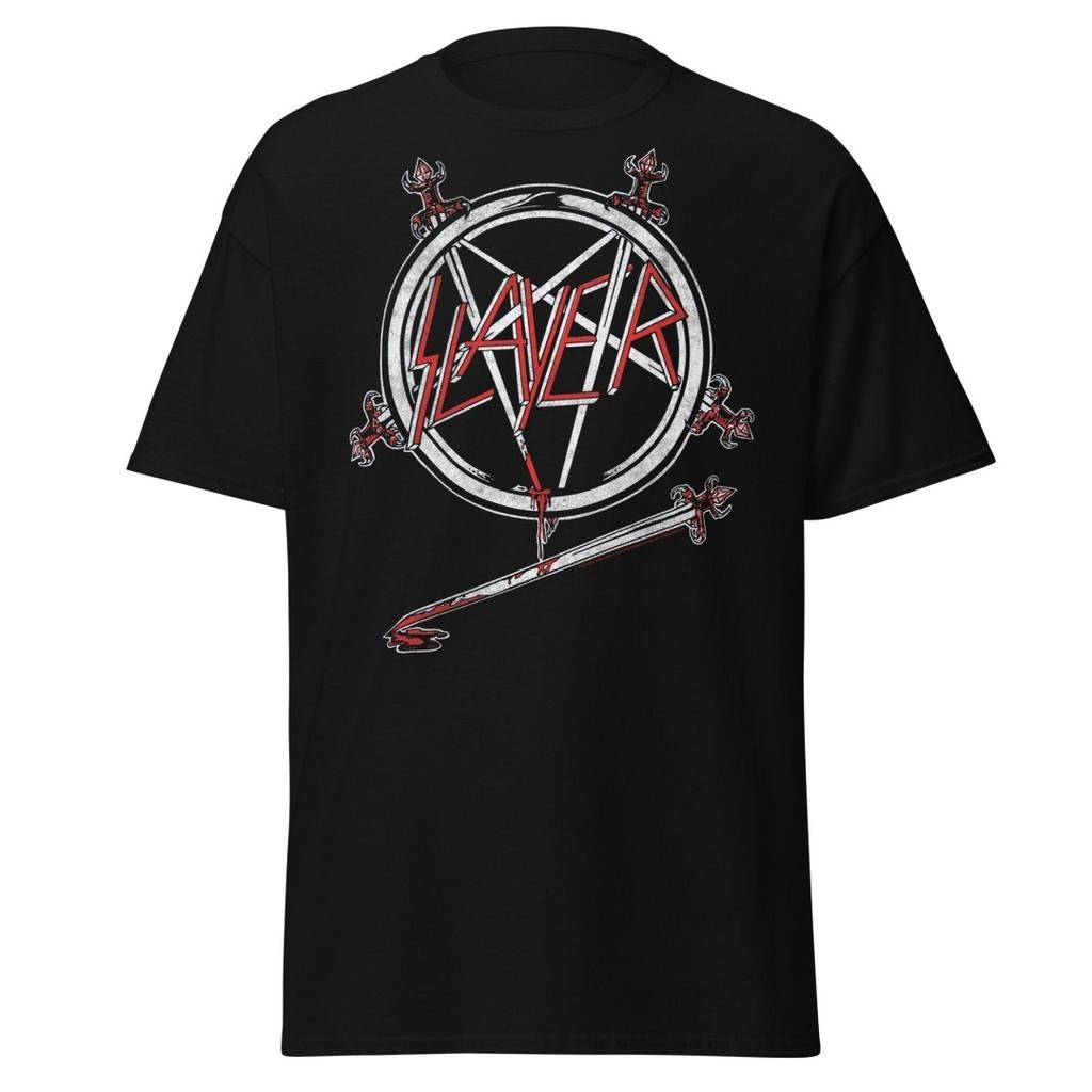 Slayer Sos Crucifixion Pattern Printed Unisex TShirt Casual Street Style Cotton TShirt Suitable For Metal Enthusiasts