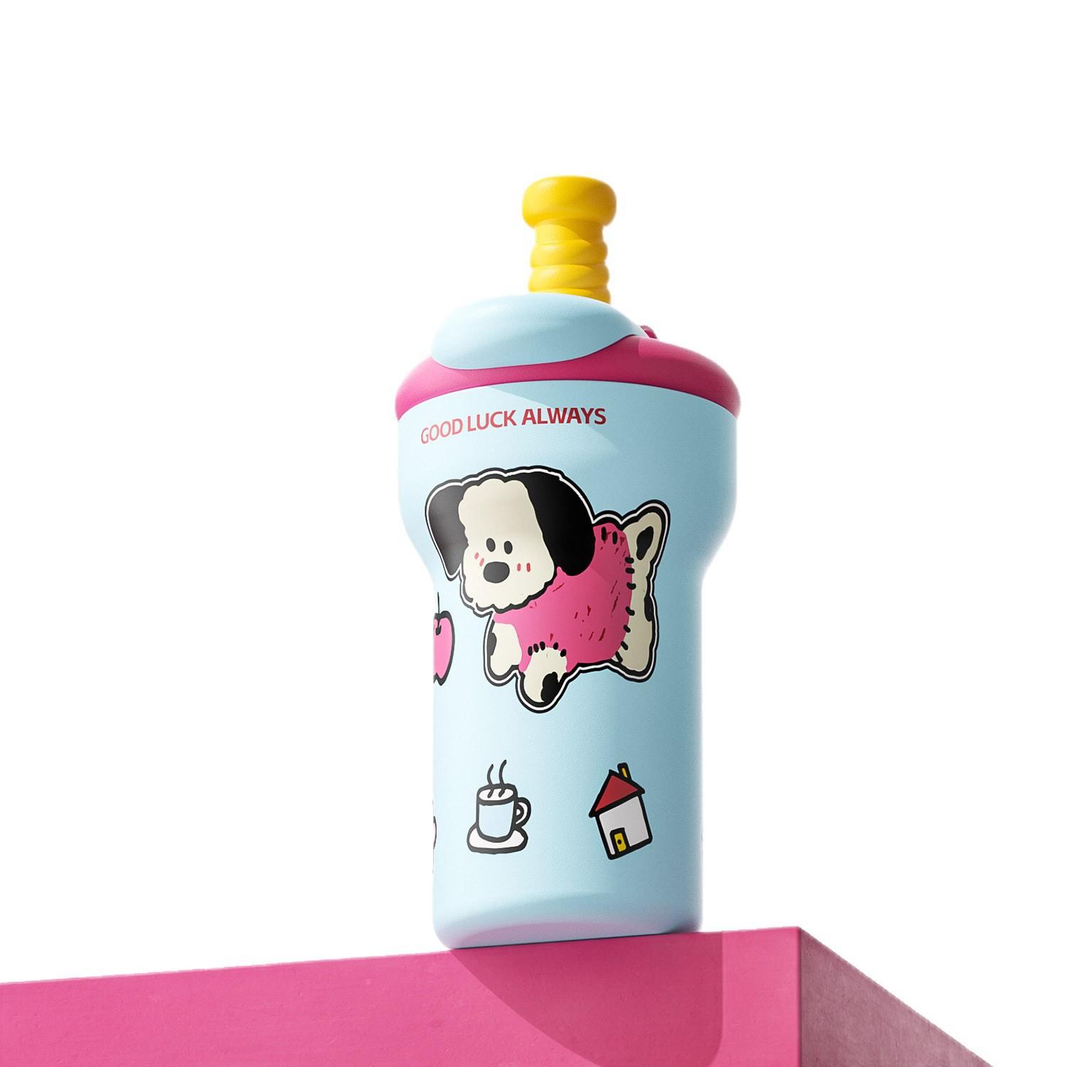 Thermos Cup Girls High Value Water Cup Straw Large Capacity Cartoon Ceramic Student Bingba Cup Direct Drinking Bingba Cup