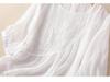 Women's 2023 Literary Embroidered Cotton Linen Blouse - Summer Loose Round Neck Pleated Pullover Top