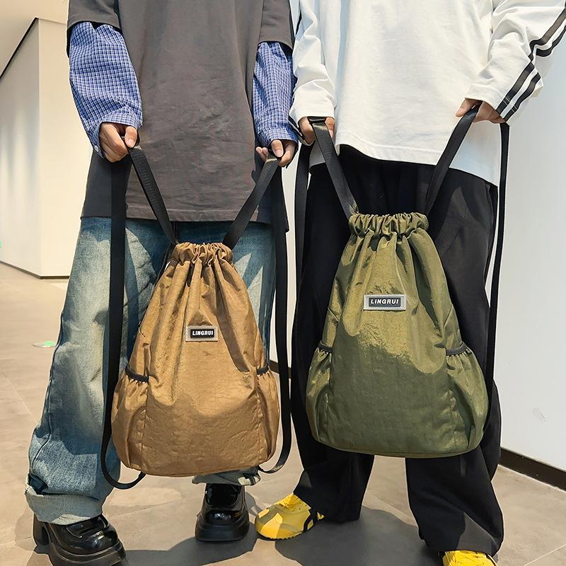 Drawstring Backpack Women'S Bundle Mouth Bag Sports Lightweight Backpack Travel Bag Men'S Outdoor Simple Backpack