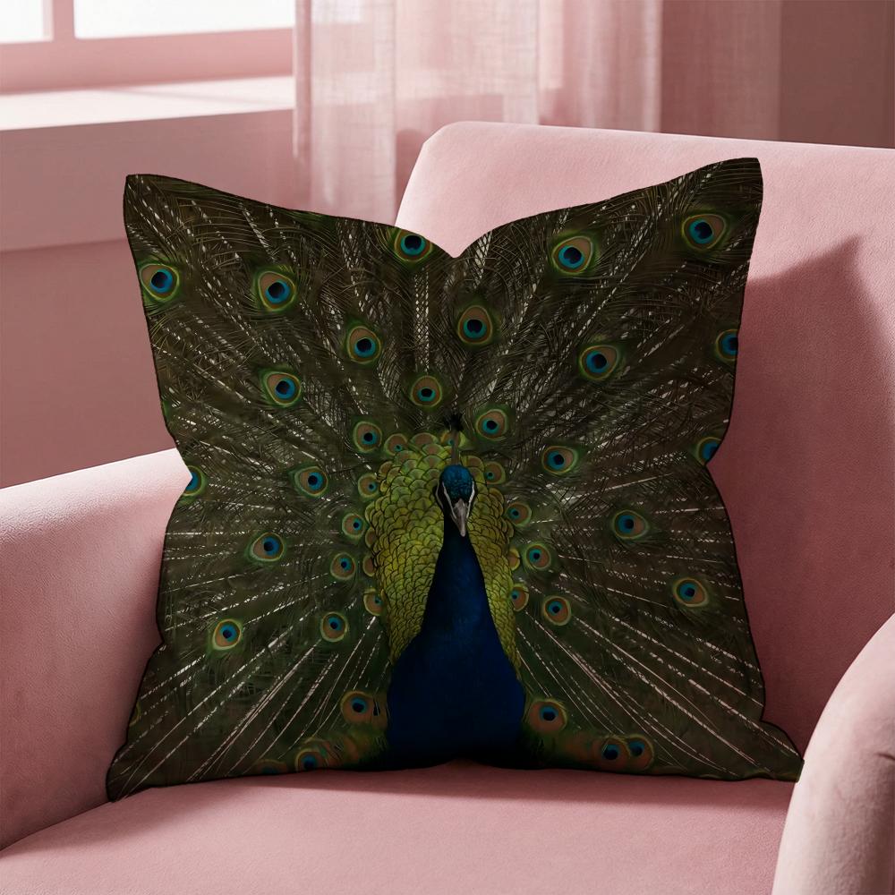 Peacock Cushion Cover Multi-Scene Pillow Cover for Home & Car - Reversible, Soft & Durable for Daily Use