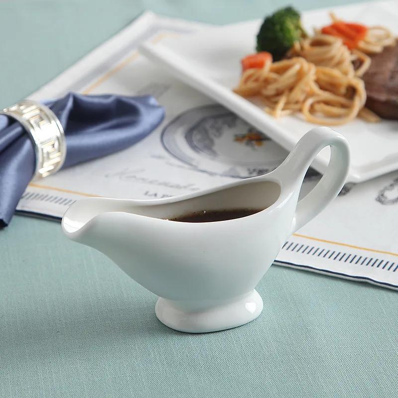 1 Pcs 3 5 8 Oz Silver Gravy Boats Beefsteak Gravy Sauce Boat Container Plate Tableware-in Gravy Boats for Home