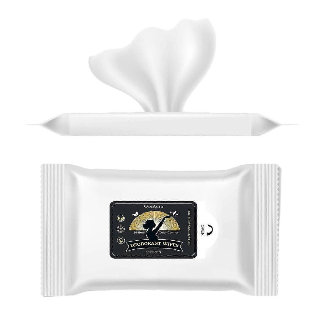Fresh & Gentle Deodorant Wipes 10 Portable Body Wipes for Odor & Sweat Control, Hydrating, Post-Workout & Travel Refresh