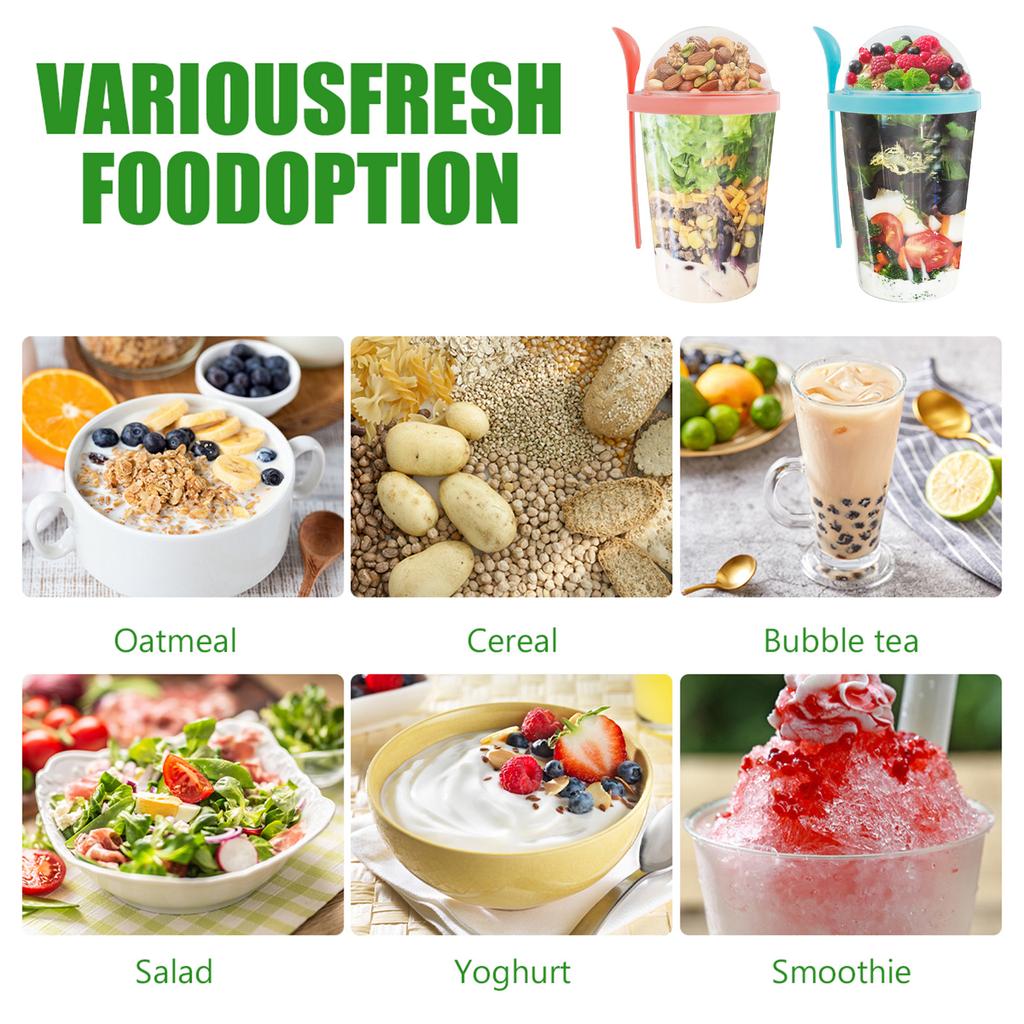 13.5oz Overnight Oats Containers with Spoons Overnight Oats Leak Proof Oatmeal Container Jars for Cereal Fruit Milk Salad Yogurt