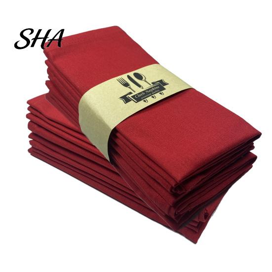 Farmhouse Style Napkins Rustic Linen Napkin, 16 Inch Cloth Solid Color Stitched Machine Washable Napkin for Dining Table Wedding Bridal Shower