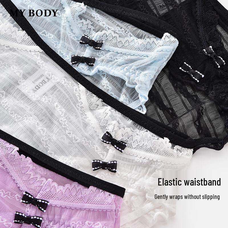 Mybody Damskie Seksowne Koronkowe Figi z Wzorem Fali