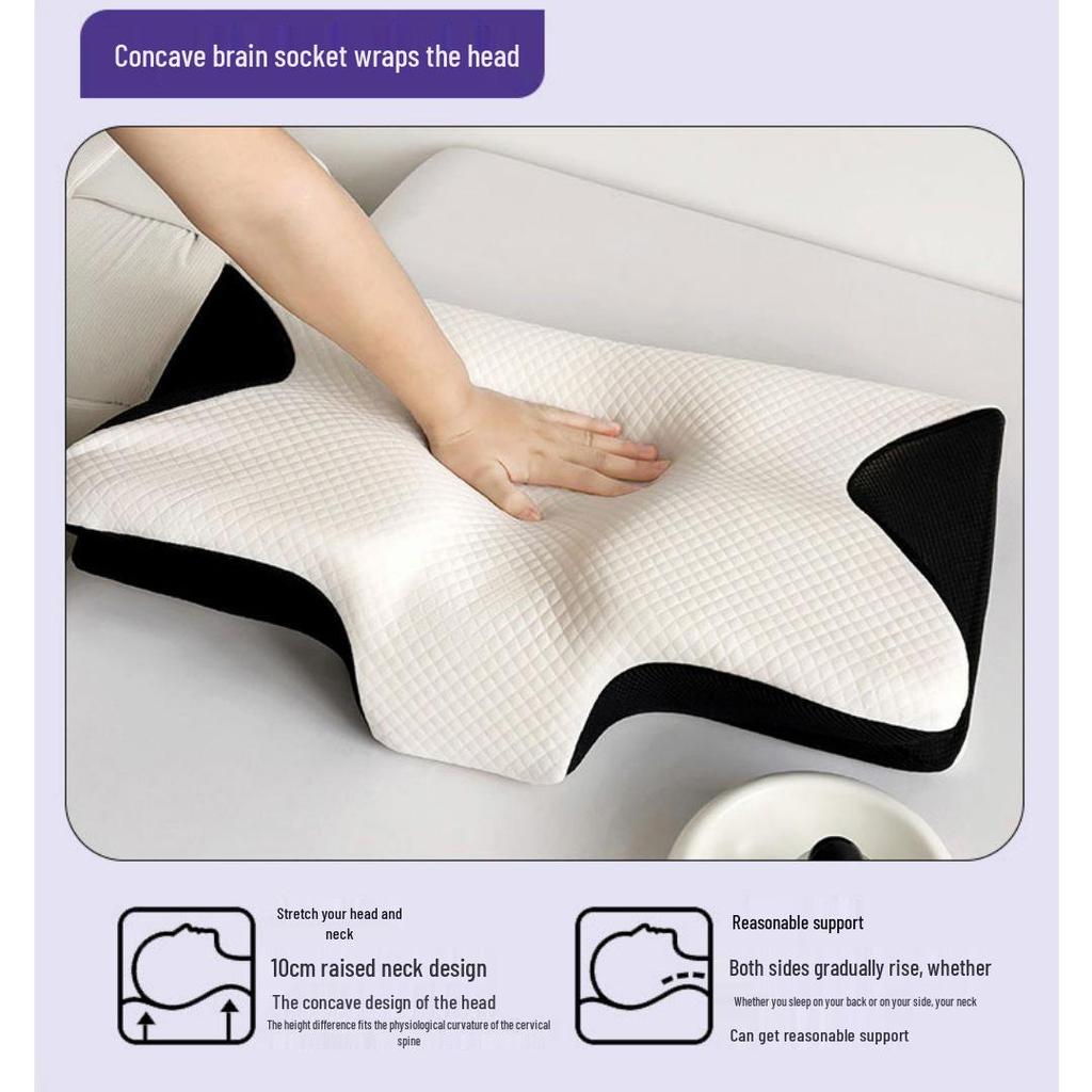 Butterfly-Shaped Memory Foam Neck Support Pillow with Washable Cover