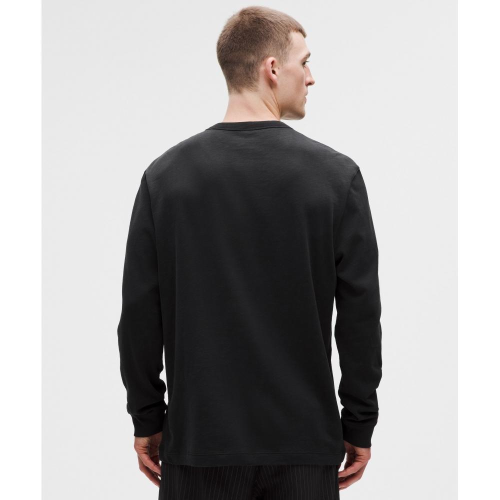 Lululemon Slub Cotton Jersey Long Sleeve Henley Black