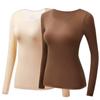 2 Stück Damen Thermounterwäsche Herbst Winter Unterhemd Langarm-T-Shirt Dünnes Oberteil Zweite Haut Damen Thermisch L-XL