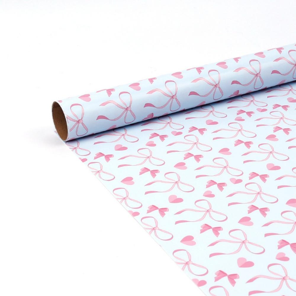300x43cm Wrapping Paper Roll Pink Blue Gradient Color Bowknot Rainbow for Kids Birthday Wedding Baby Shower Decor Gifts