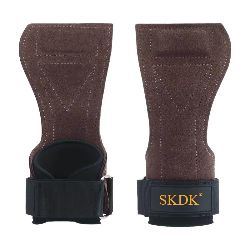 2Pcs Cowhide Gym Gloves Grips Anti-Skid Weight Power Belt Lifting Pads Deadlift Workout Fitness Palm Protection Training Guards