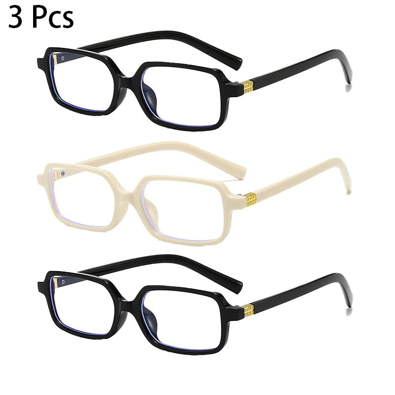 2/3 Pcs Rectangle Glasses Men  Fashion Vintage Blue Light Blocking Optical Frames Women New Trendy Simple Design Eyeglasses
